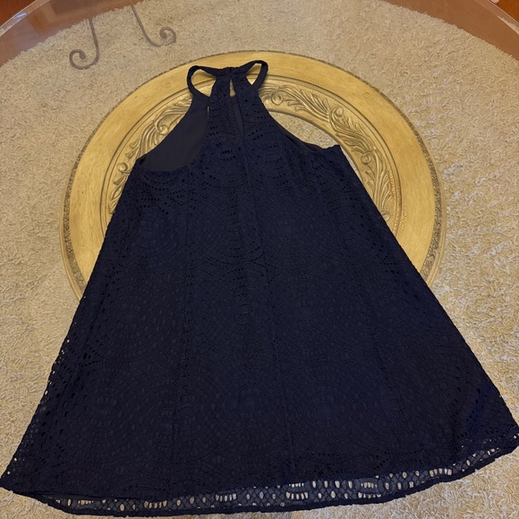 NWT Lilly Pulitzer Quinn Swing Dress Knotty Lace Navy Blue Size Medium Halter - Picture 7 of 10